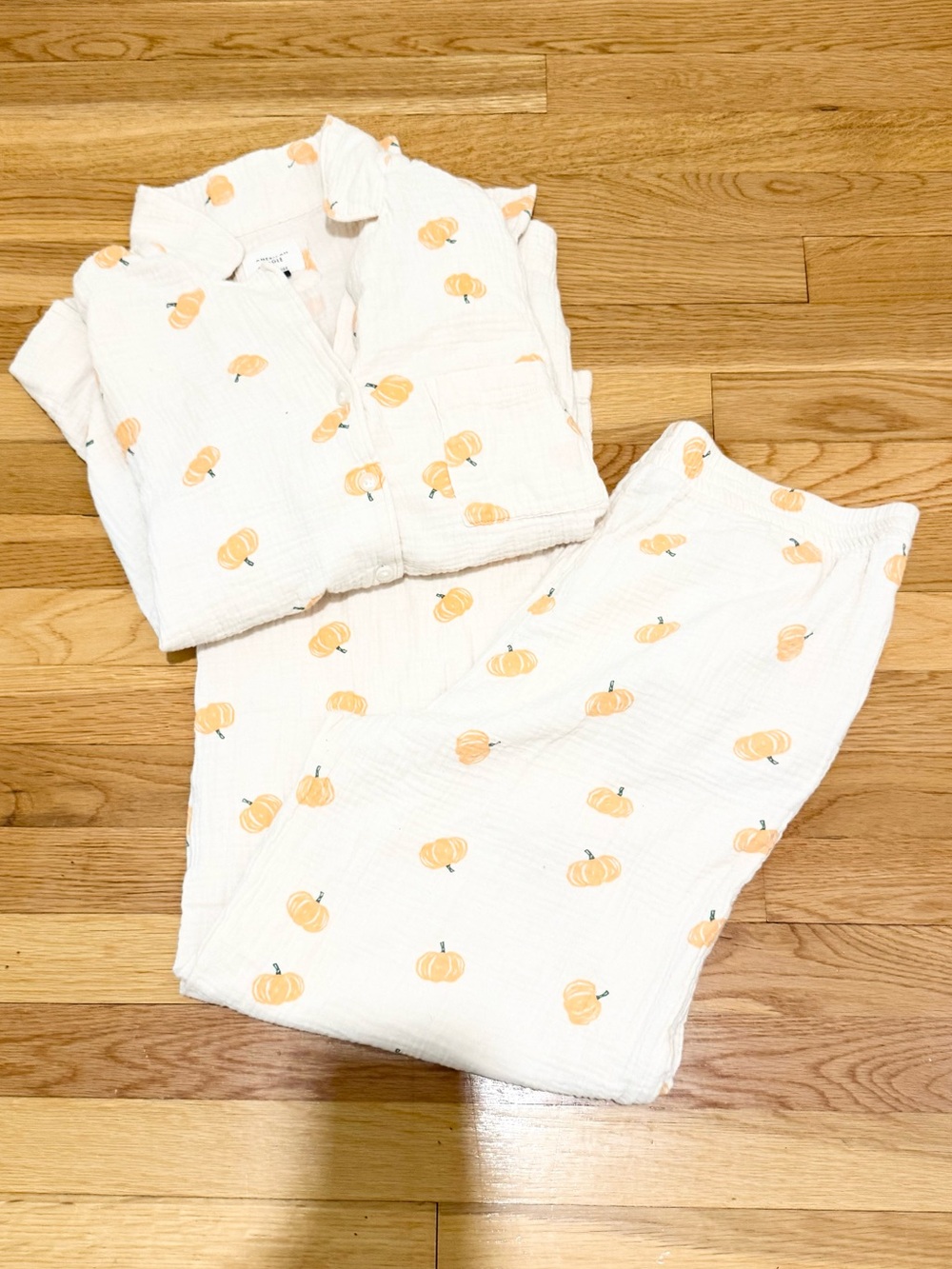 American Eagle Cotton Gauze Pumpkin Pajama Set | NWOT | Fall Halloween PJs - Picture 8 of 9